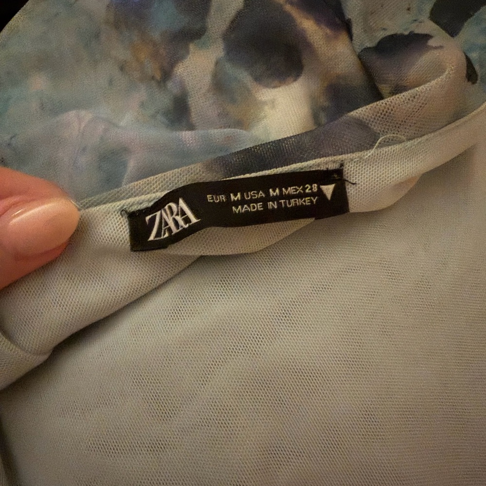 Zara Blue and Green Tie-Dye Midi Dress - Picture 4 of 4